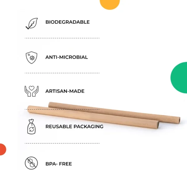 Reusable Bamboo Straws of 8-inch